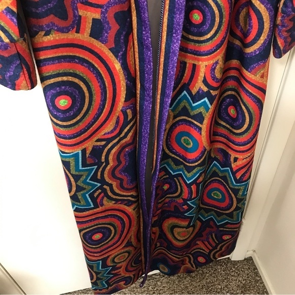 MissLook boho retro geometric print overcoat kimono duster size L - Picture 7 of 9